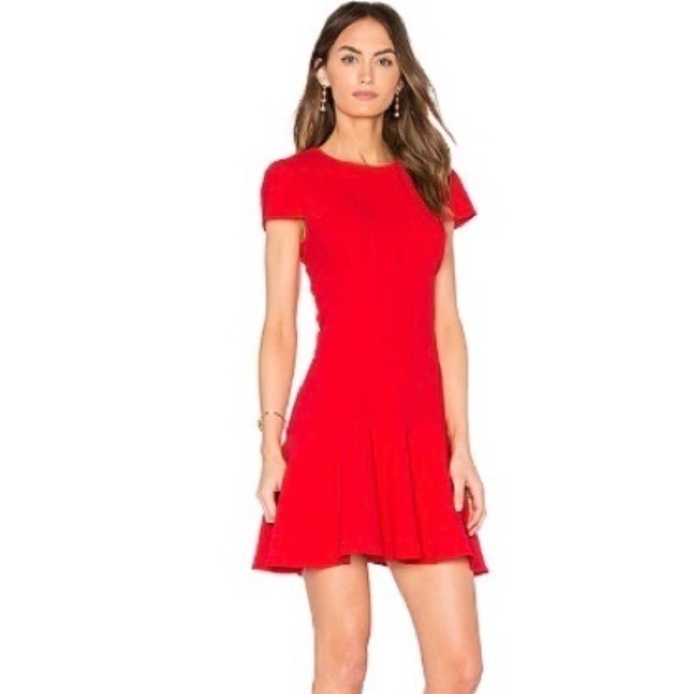 Amanda Uprichard Hudson Ruffle Dress Lipstick Red L